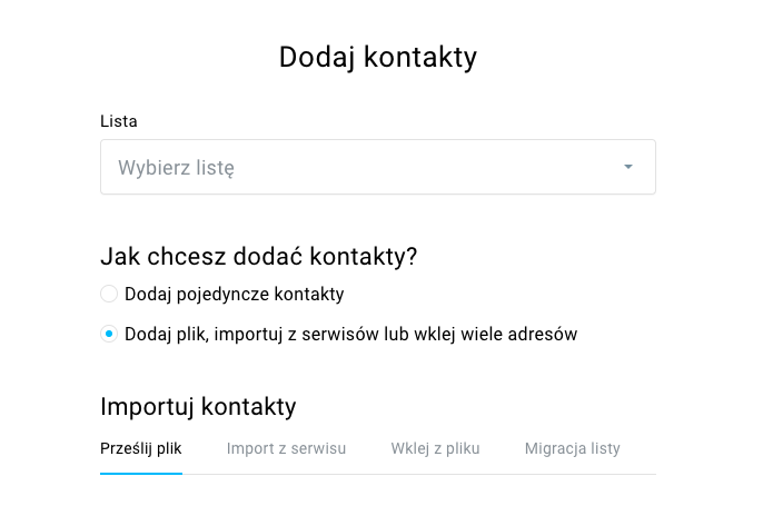 Sposoby importu kontaktów w koncie GetResponse