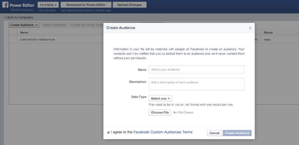 Creating Facebook Custom Audience