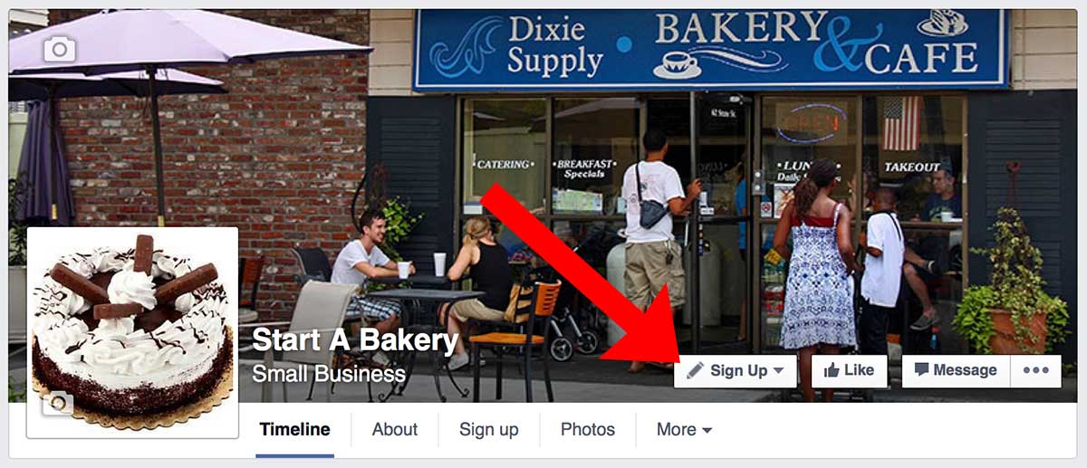  Sample of “Call-To-Action” button in Facebook Pages to build email list looks like