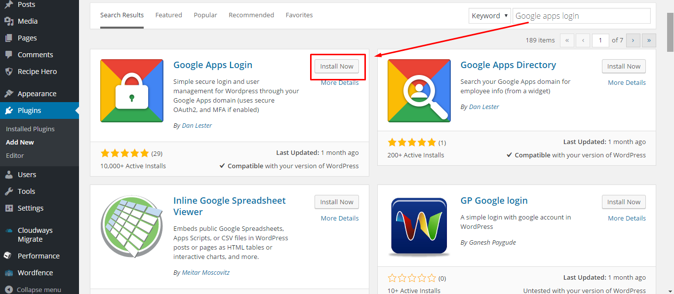 Google Apps WordPress