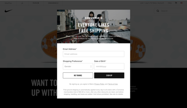 A lightbox pop-up form