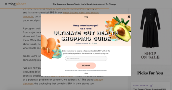 Lightbox popup with an incentive