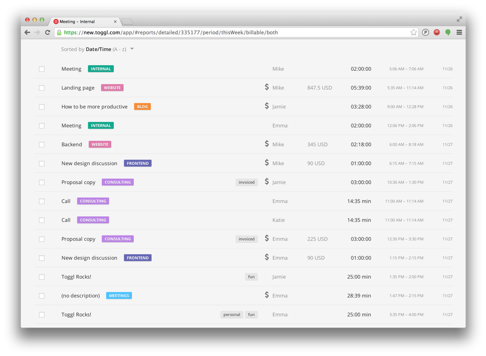 Productivity apps – Toggl
