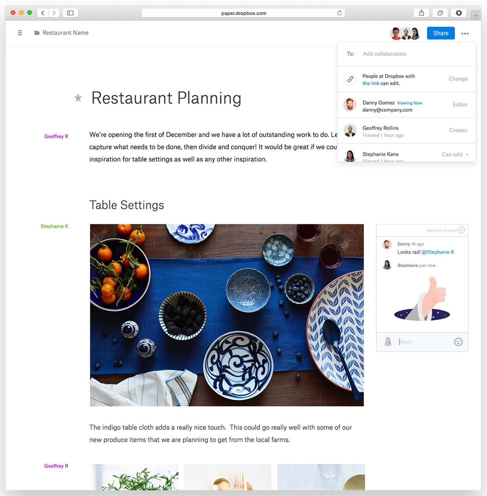 Productivity apps – dropbox paper
