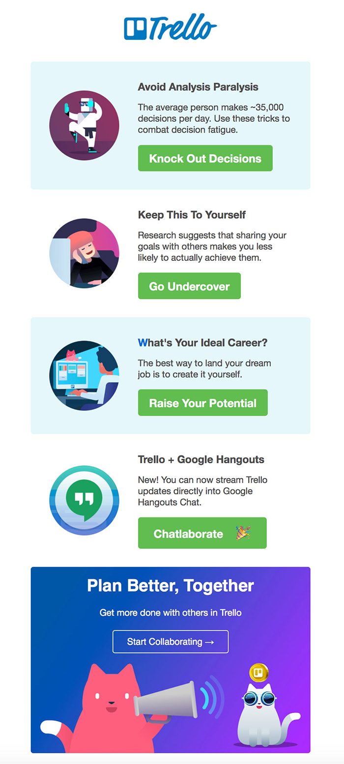 Trello subtle upgrade email