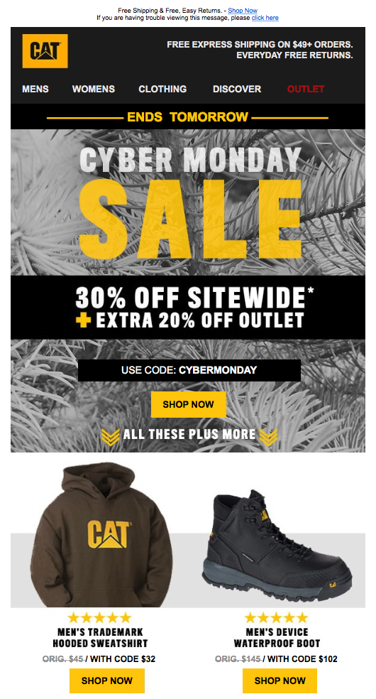 Cyber Monday Newsletter from CAT