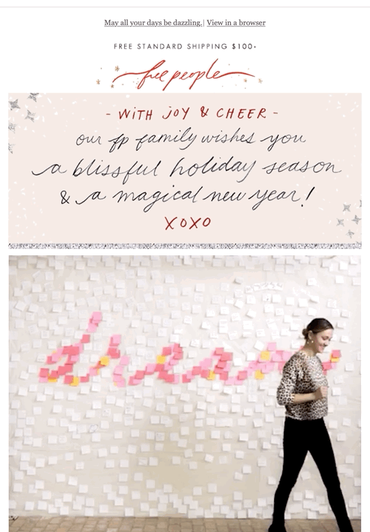 Free People animated video email with music