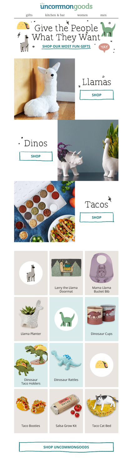an email from uncommon goods