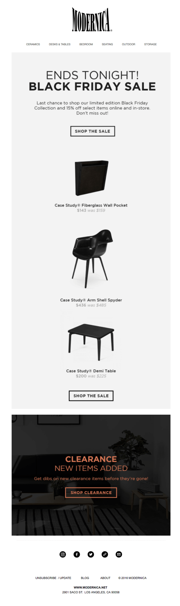modernica black friday email