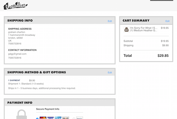 Threadless checkout