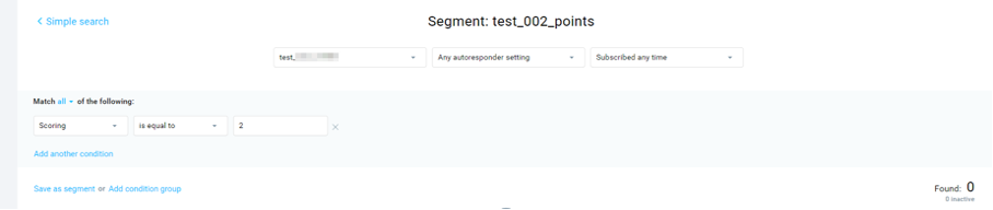 Image showing the segment setup based on your score results.