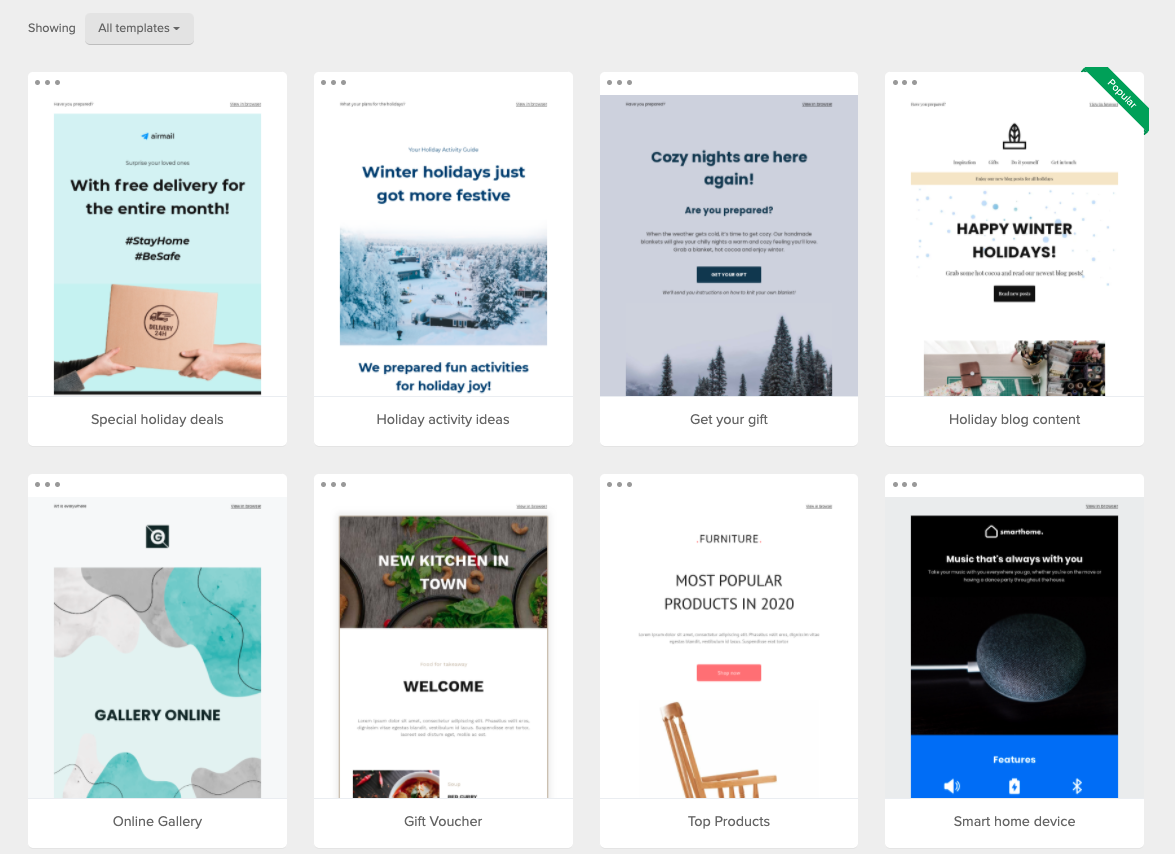 MailerLite email templates gallery.