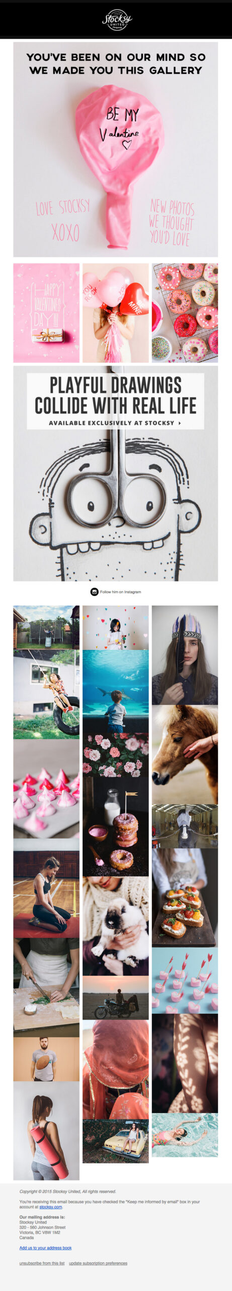 An email showing a gallery of V-day photos.