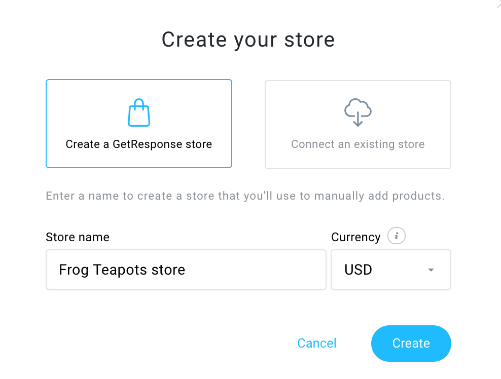 Creating your own store in GetResponse.