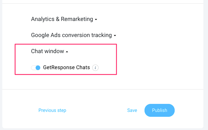 Adding chats to your GetResponse landing pages.