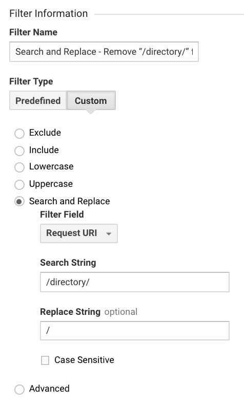 Фильтр Гугл Аналитикс - упростить пути к странице