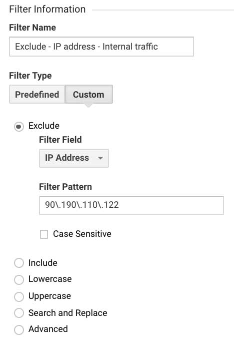 Фильтр в Гугл Аналитикс исключить внутренний трафик по IP-адресу
