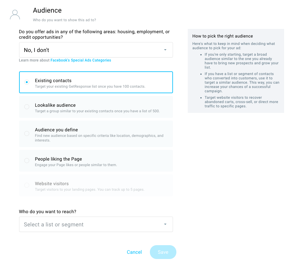 Picking the right segments for ads.