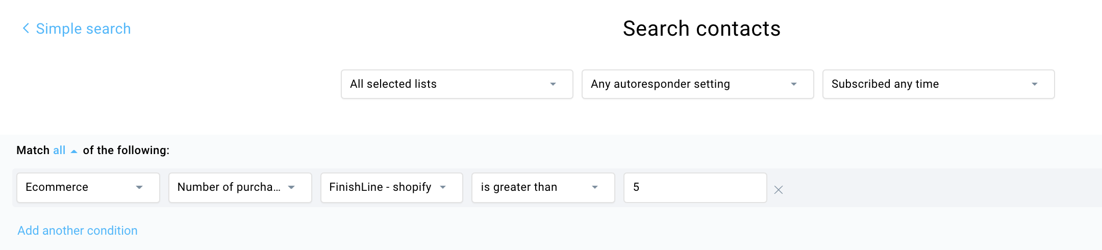 How to create a segment based on the number of purchases in GetResponse