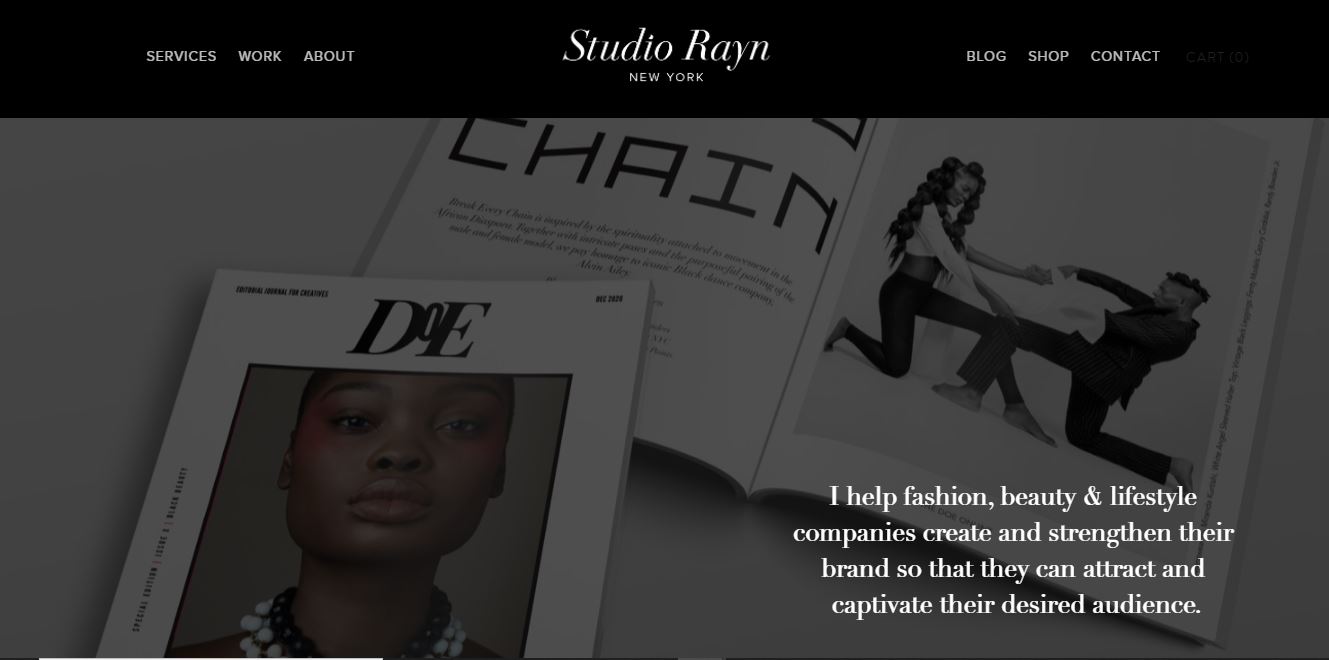 Website with a designer's portfolio.