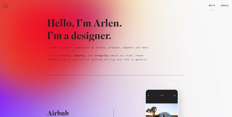 UX designer portfolio website example.