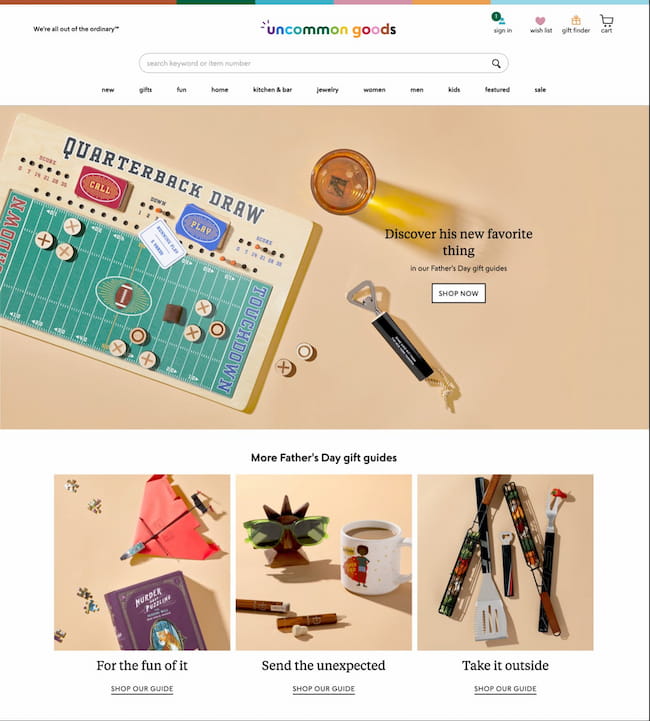 Uncommon Goods website.