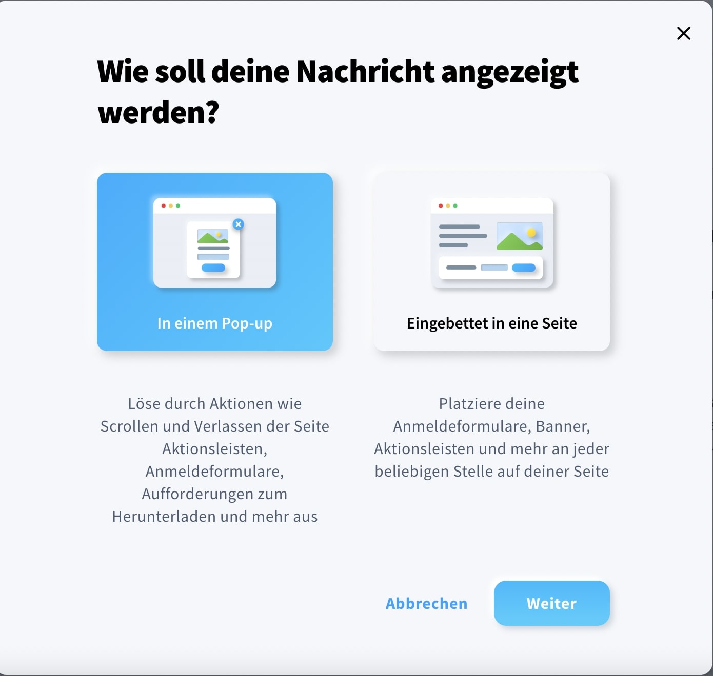 GetResponse Auswahl für Formulare & Popups