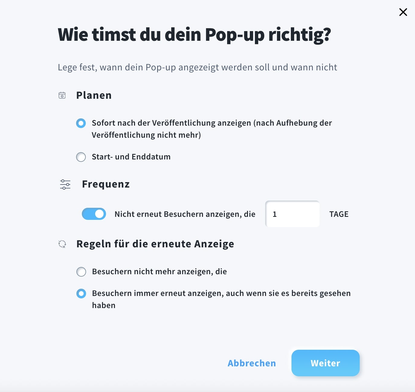 Pop-Up Timing in GetResponse