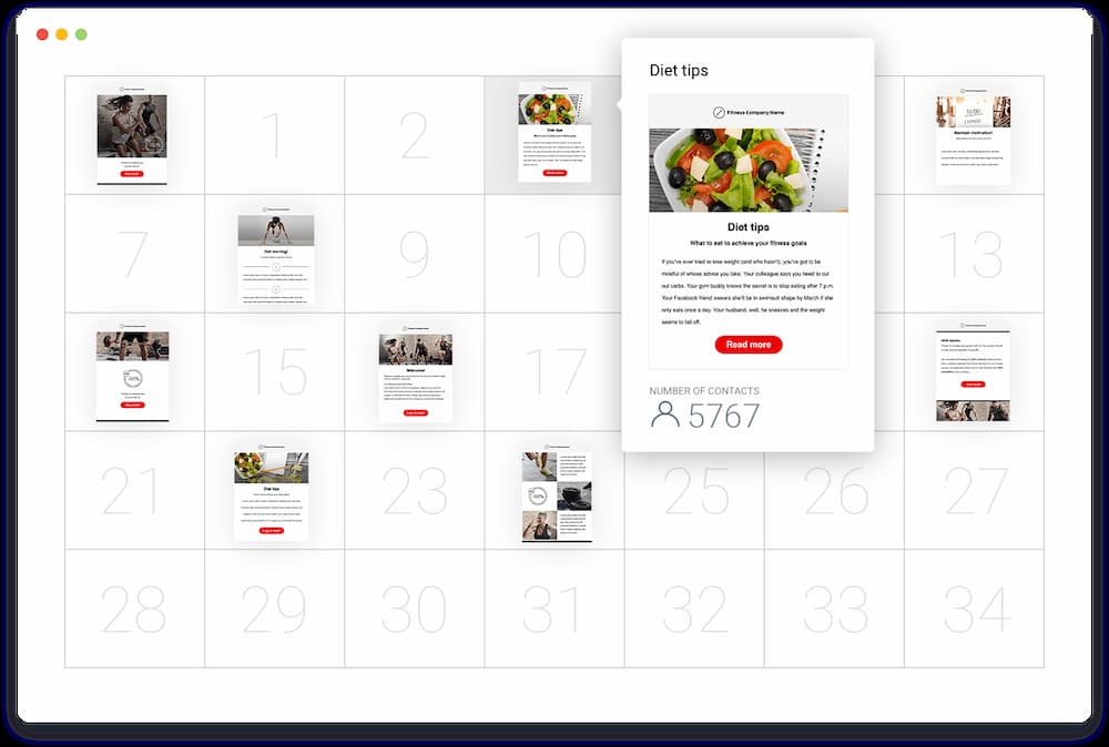 GetResponse email autoresponder – calendar view.