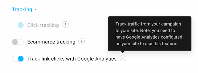 Adjusting the link tracking settings for your message.