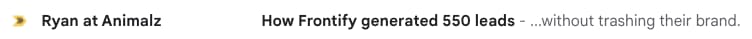 Email subject line highlighting a case study on effective lead generation.