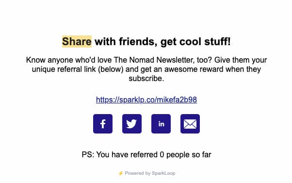 Example of an email motivating the recipients to share their email on social media and earn loyalty rewards.