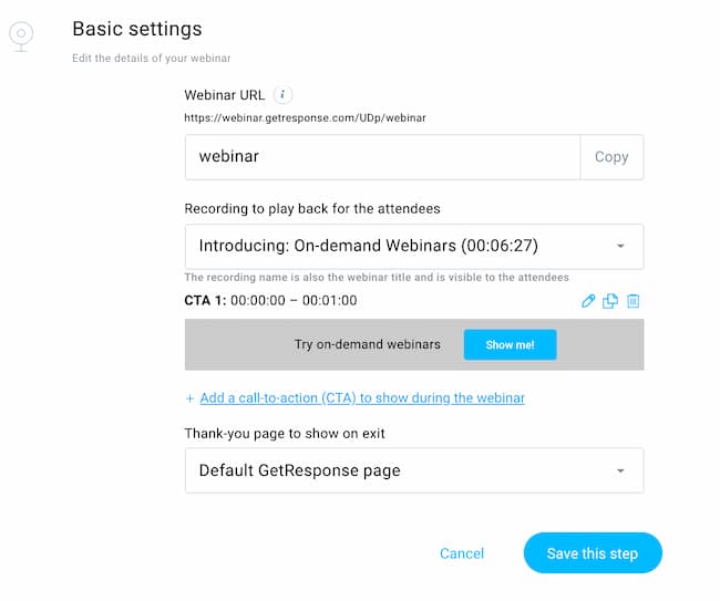 Basic settings on-demand webinars.