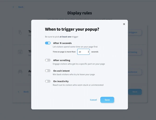 GetResponse Forms and Popups Display Rules.