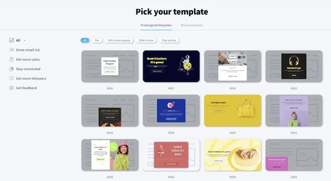 GetResponse Popup Templates.