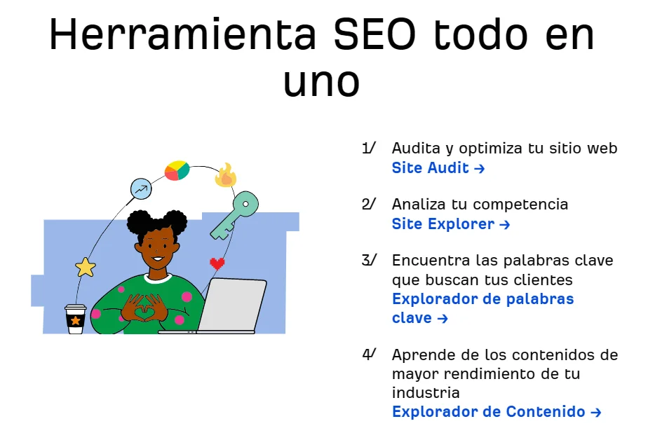 ejemplo de página inicial de Ahrefs, con un impactante diseño