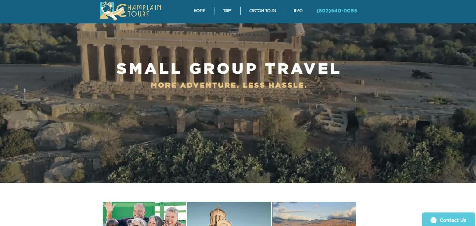 ejemplo de página web de turismo Small Group Travel