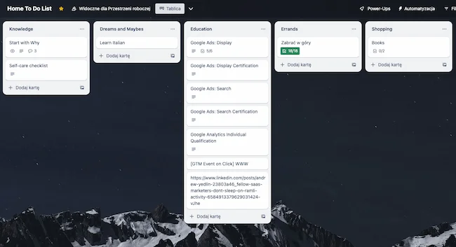 Trello board view