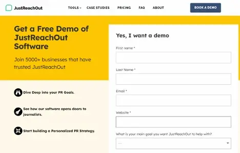 JustReachOut's demo page