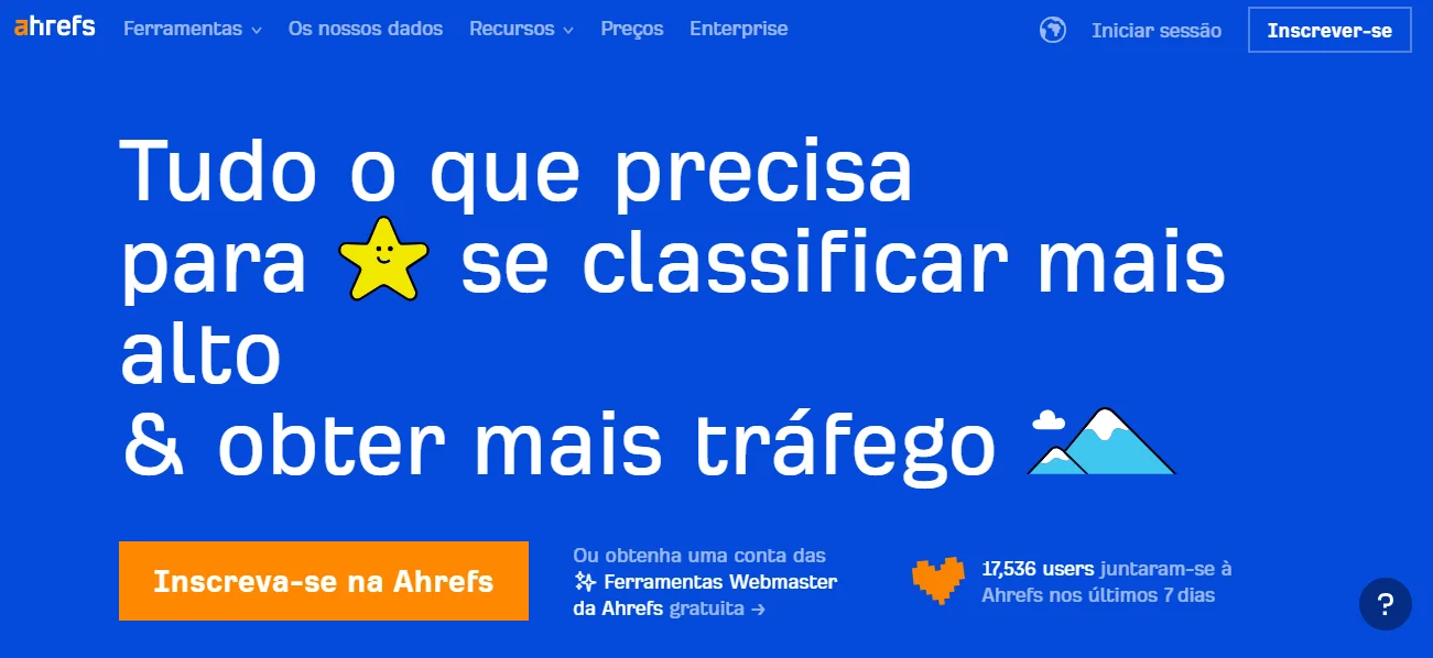 exemplo da homepage de um site ahrefs