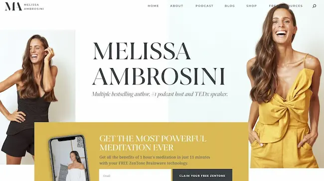 Example of a coaching website from Melissa Ambrosini