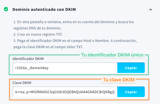 dominio autenticado con dkim getresponse