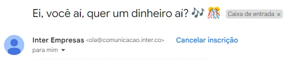 assunto de email do inter empresas com um foco no carnaval