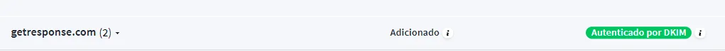 domínio de email autenticado na getresponse