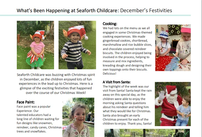 Daycare Newsletter _ December festivities