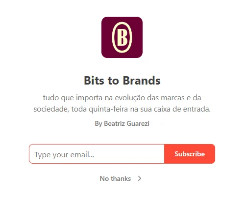 bits to brands exemplo de captura de email