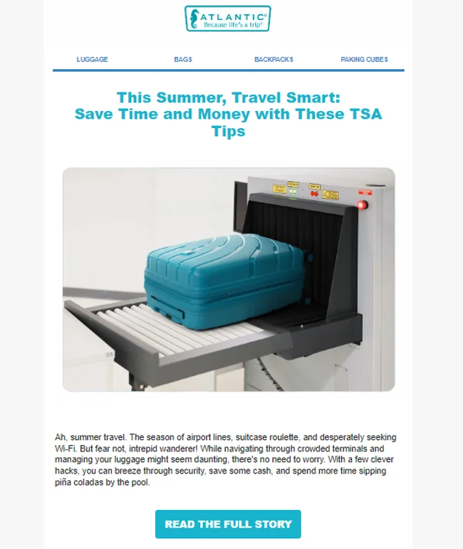 Atlantic Luggage offering summer travel tips and TSA advice.