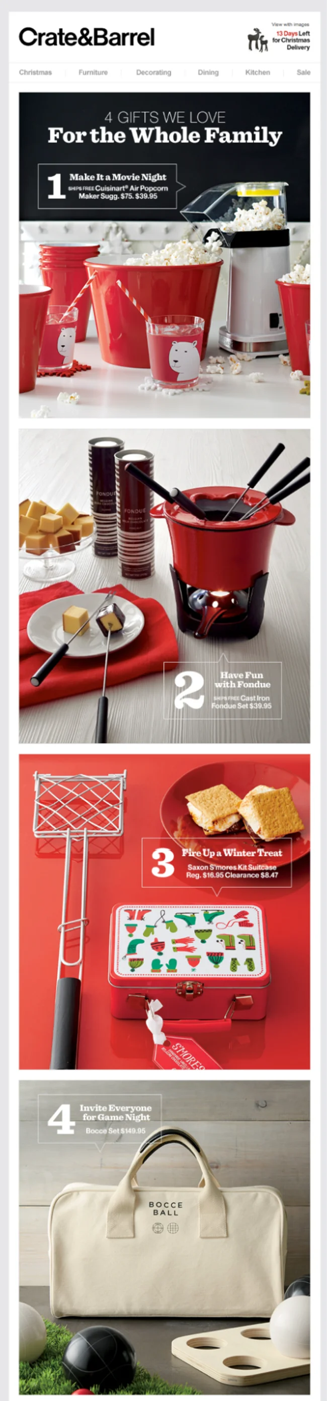 Crate & Barrel showcasing family gift ideas for the holidays