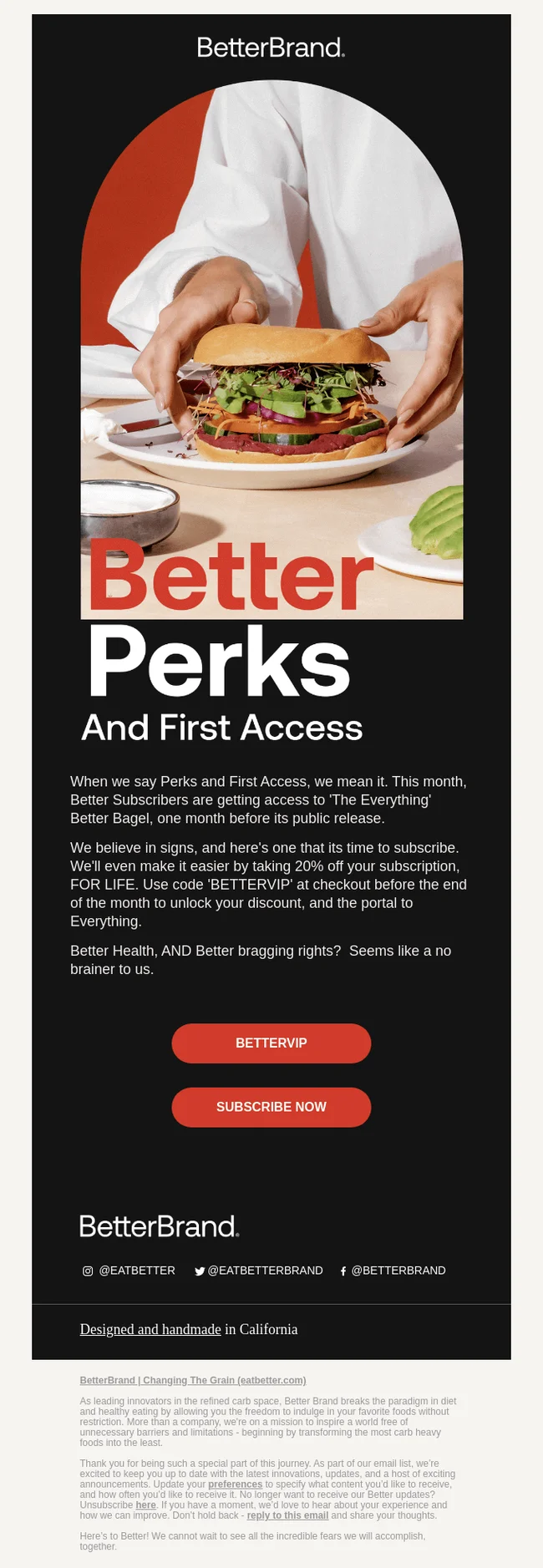 BetterBrand perks and first access promotion in August newsletter