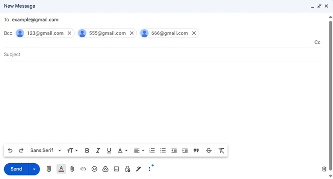 Using the BCC field in Gmail to send an email to multiple recipients individually.